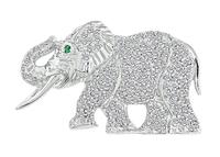 Estate 3.50ct Diamond White Gold Elephant Pin