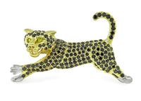 Estate 3.50ct Black Diamond Gold Cat Pendant