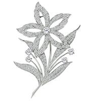 Estate 3.75ct Diamond Flower Pin