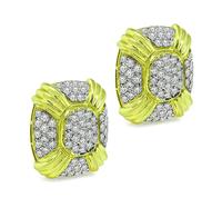 Estate 4.75ct Diamond Yellow and White Gold Earrings