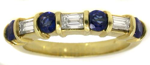 0.25ct Diamond & 0.45ct Sapphire 18k Yellow Gold  Wedding Band