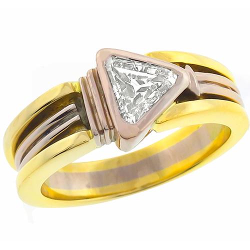 0.40ct Trielle Cut Diamond 14k  Pink & Yellow Gold Ring 