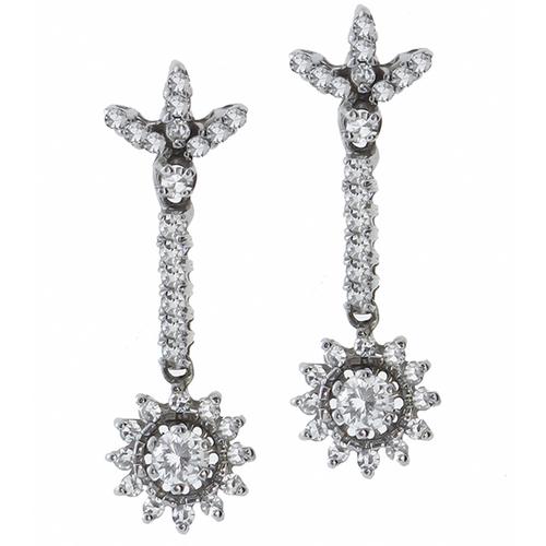 1.25ct Total Diamond 14k White Gold Drop Earrings