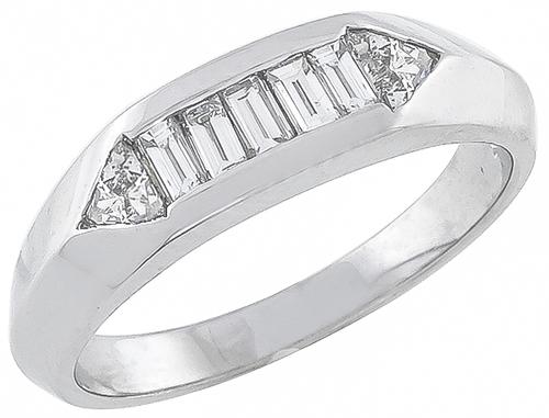 Baguette and Trilliant Cut Diamond Platinum Wedding Band