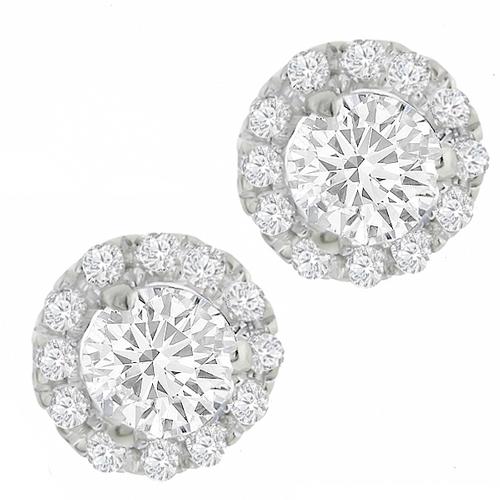 0.70ct Round Cut Diamond 14k White Gold Stud Earrings