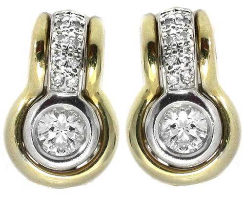 0.70ct Diamond 14k Yellow and White Gold Earrings