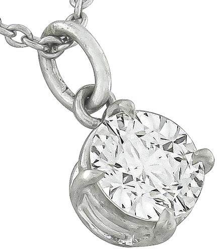 Round Brilliant Cut Diamond 14k White Gold Pendant