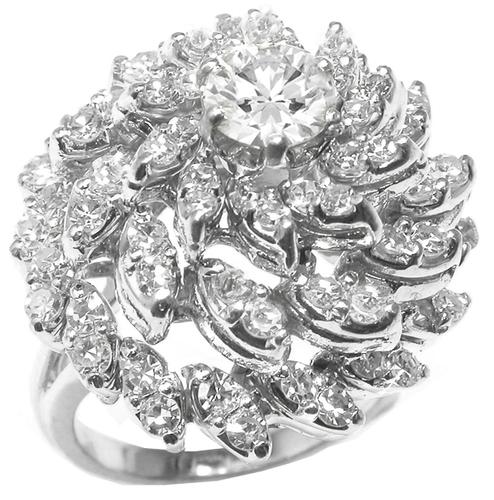 0.73ct Round Diamond  Cluster  14k White Gold  Ring