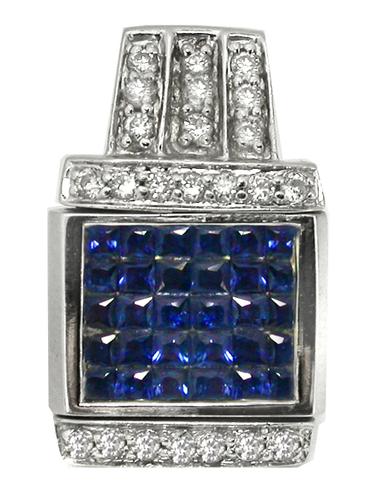 Sapphire Diamond 14k White Gold Night & Day Pendant 