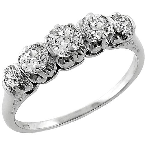 Antique Style 0.80ct European Cut Diamond Platinum Ring