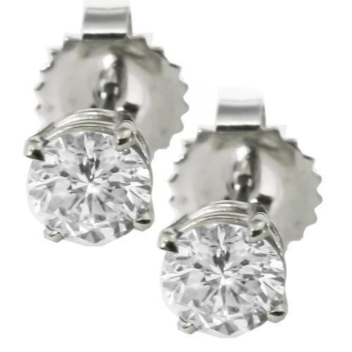  Round Brilliant Cut Diamond 14k White Gold Stud Earrings