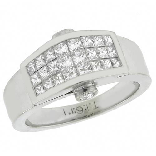 1.00ct Princess & Round Cut Diamond  18k White Gold Ring