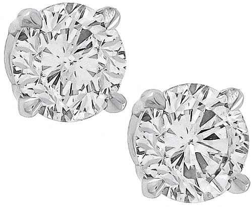 Round Brilliant Cut Diamond 14k White Gold Stud Earrings