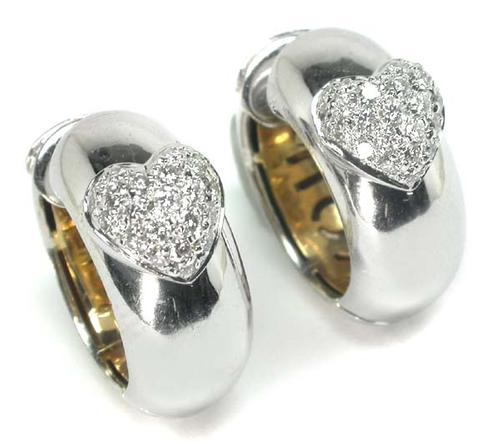 Round Cut Diamond Two Tone 18k Gold Earrings