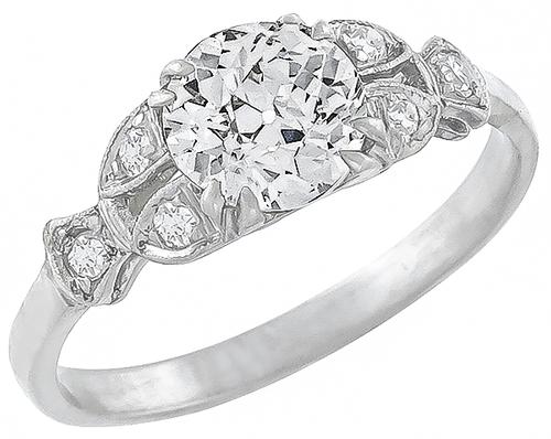 GIA Certified Old European Cut Diamond Platinum Engagement Ring