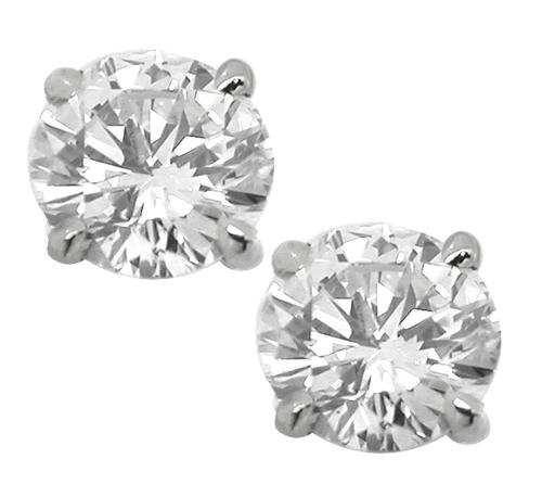 1.01ct  Round Diamond 14k White Gold Studs Earrings