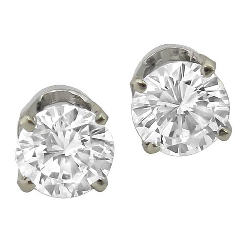 Round Brilliant Cut Diamond 14k White Gold Stud Earrings