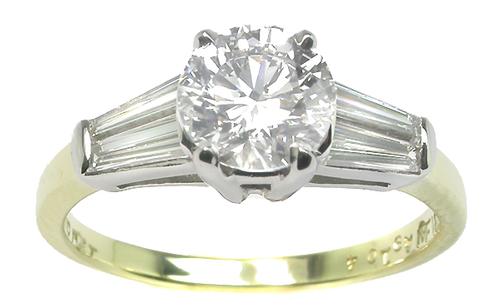 GIA Certified Estate Yellow Gold Platinum Engagement Ring