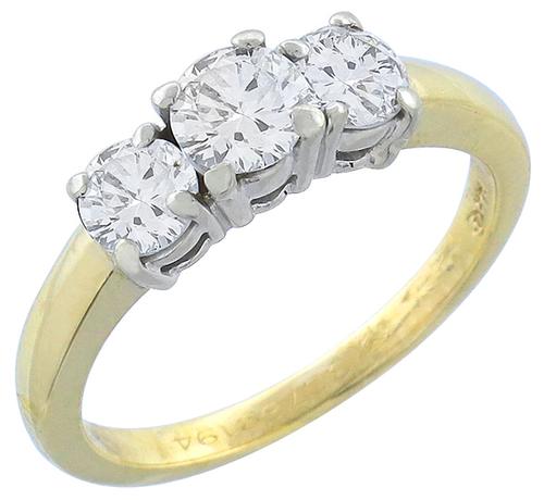 Round Cut Diamond 14k Yellow and White Gold Ring