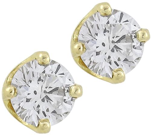 EGL Certified Round Brilliant Cut Diamond 14k Yellow Gold Stud Earrings