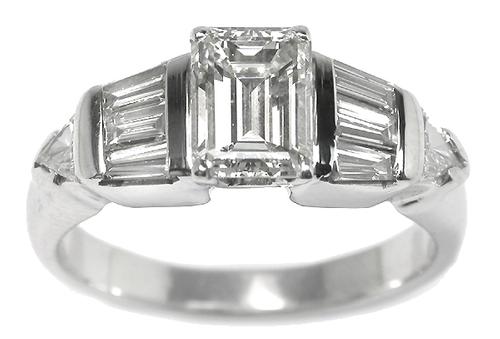 GIA Certified Emerald Cut Diamond Engagement Ring