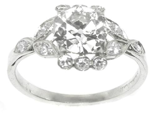 GIA Certified Antique Diamond Platinum Engagement Ring 