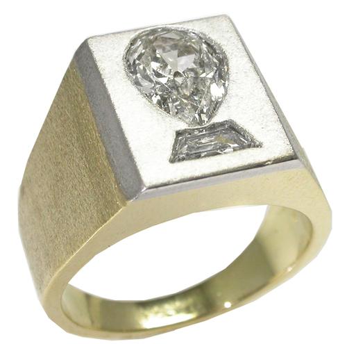 1.22ct Pear Cut Diamond Platinum 18k Yellow Gold Ring
