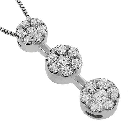 Estate 1.25ct Round Cut Diamond 14k White Gold Necklace