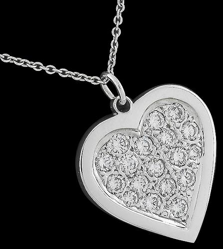 Round Cut Diamond 14k White Gold Heart Pendant