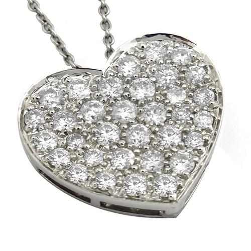 Round Diamond 14k White Gold   Heart Slide Pendant