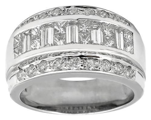 1.40ct Round, Princess & Baguette Cut Diamond 18k White Gold Ring