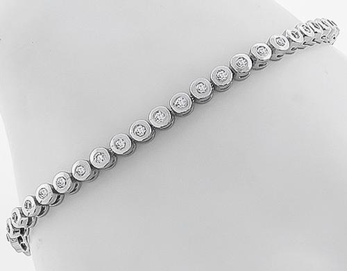 1.40ct Round Cut Diamond 18k White Gold Tennis Bracelet