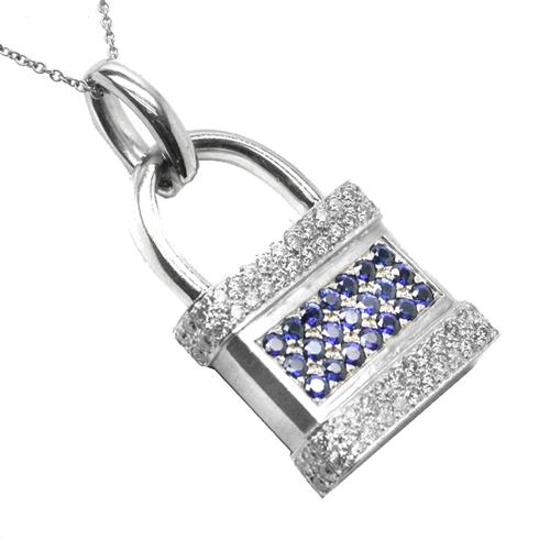 Carbon & Hyde 14K White Gold Diamond Padlock Necklace