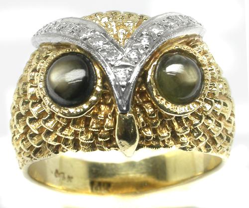 gold owl ring