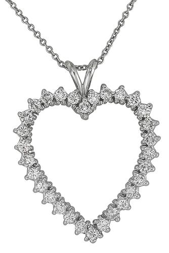 Round Cut Diamond 14k White Gold Heart Pendant