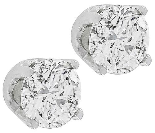 Round Brilliant Cut Diamond 18k White Gold Stud Earrings