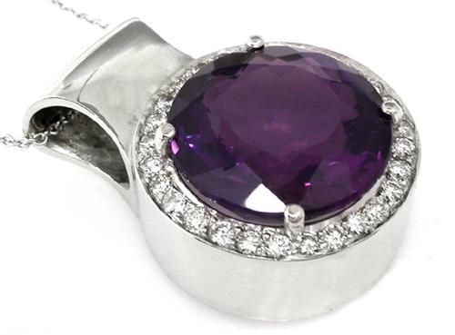 Amethyst Diamond 14k White Gold Pendant