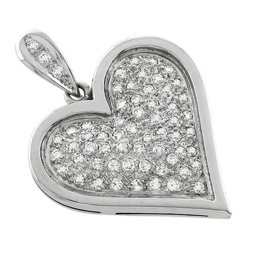 Estate 1.85ct Round Cut Diamond 14k White Gold Heart Pendant