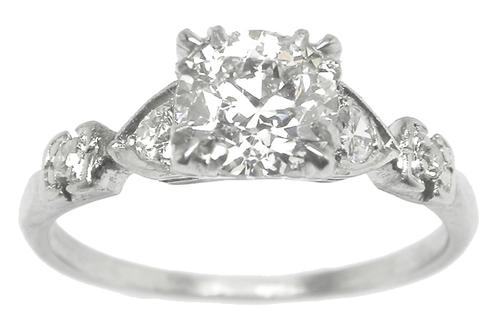 GIA Certified Vintage Diamond Platinum Engagement Ring