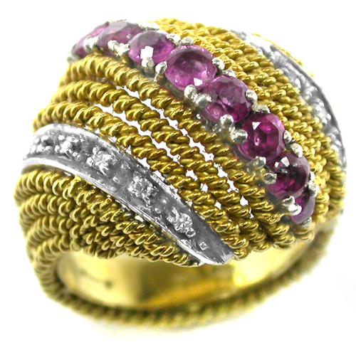 Ruby  Diamonds 18k Yellow Gold Ring