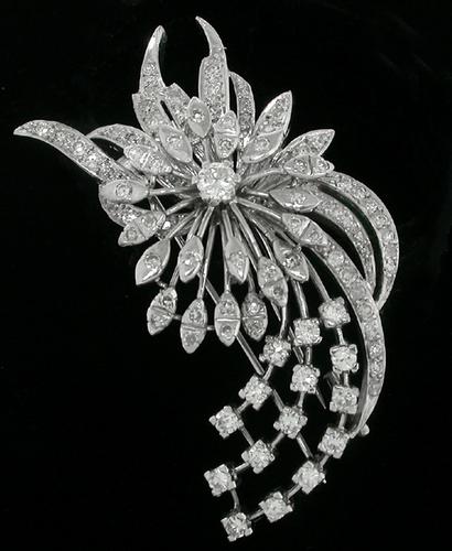 1950s 4.10ct Diamond Platinum Pin 