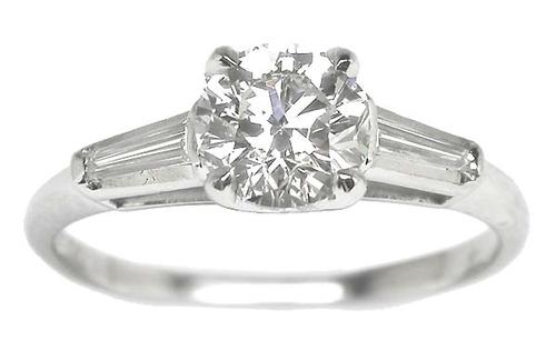 GIA Certified Vintage Diamond Platinum Engagement Ring