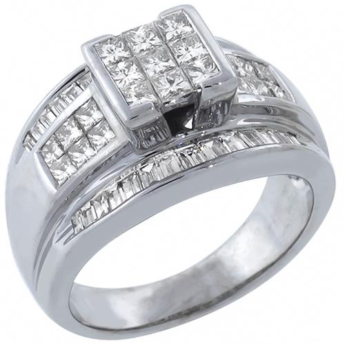 2.00ct Baguette & Princess Cut Diamond 14k White Gold Ring