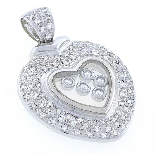 2.00ct Round Cut  Diamond  14k White Gold Heart Pendant