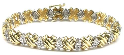 2.16ct Round Cut Diamond 14k Yellow & White  Bracelet