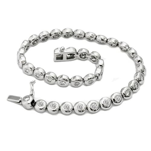 2.25ct Round Cut  Diamond 18k White Gold Tennis Bracelet