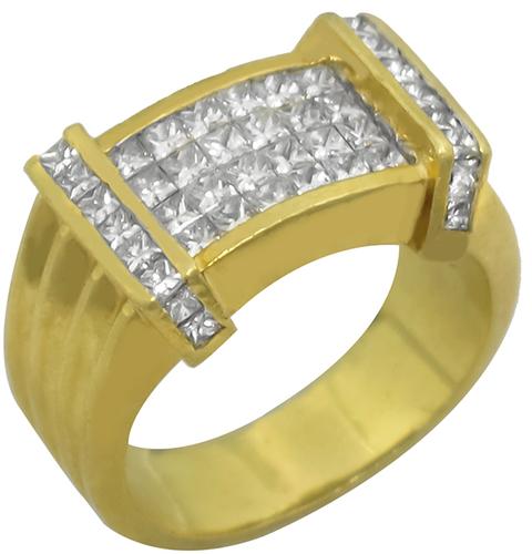 Invisible Set 2.40ct Princess Cut Diamond 18k Yellow Gold Ring