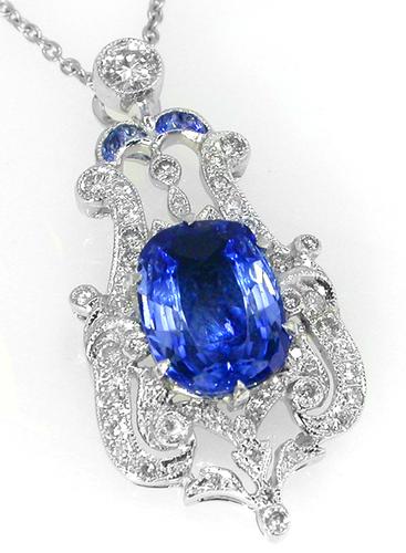 Ceylon Sapphire Diamond Pendant
