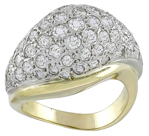 Round Cut Diamond 14k Yellow and White Gold Ring