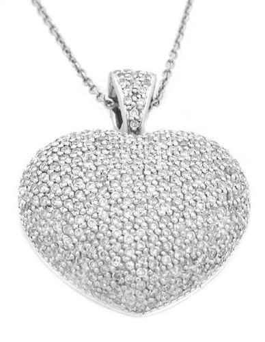 2.80ct Diamond 14k White Gold Heart Necklace 